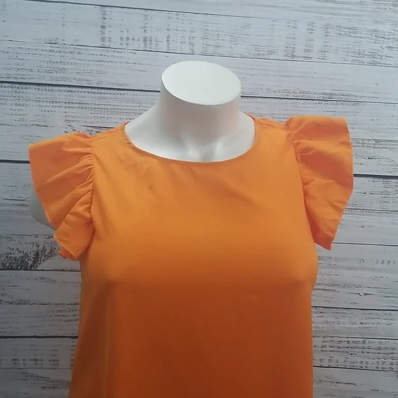 🎉Host pick🎉Shein Orange Ruffled Sleeved Dress - Picture 3 of 6